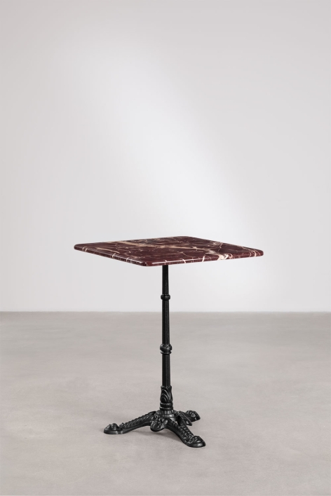 Table de bar carrée en pierre naturelle Azteca - Marbre Rouge Cherry Gold - Noir