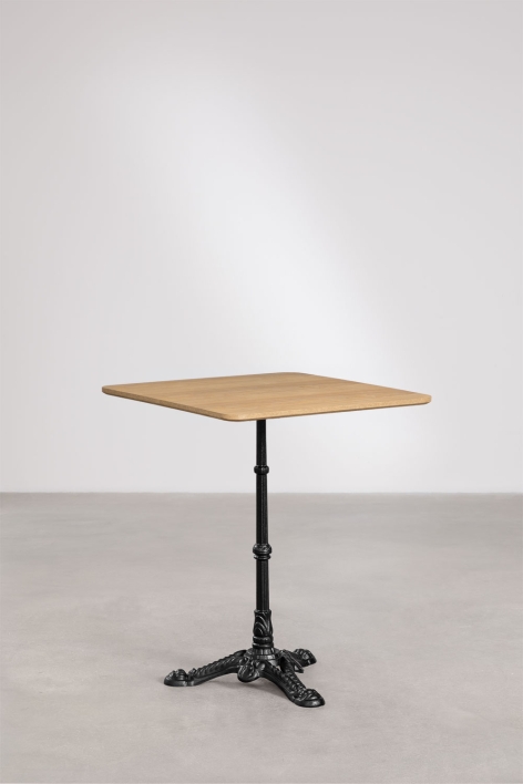 Table de bar carrée en MDF Azteca - Marron Bois Naturel - Noir