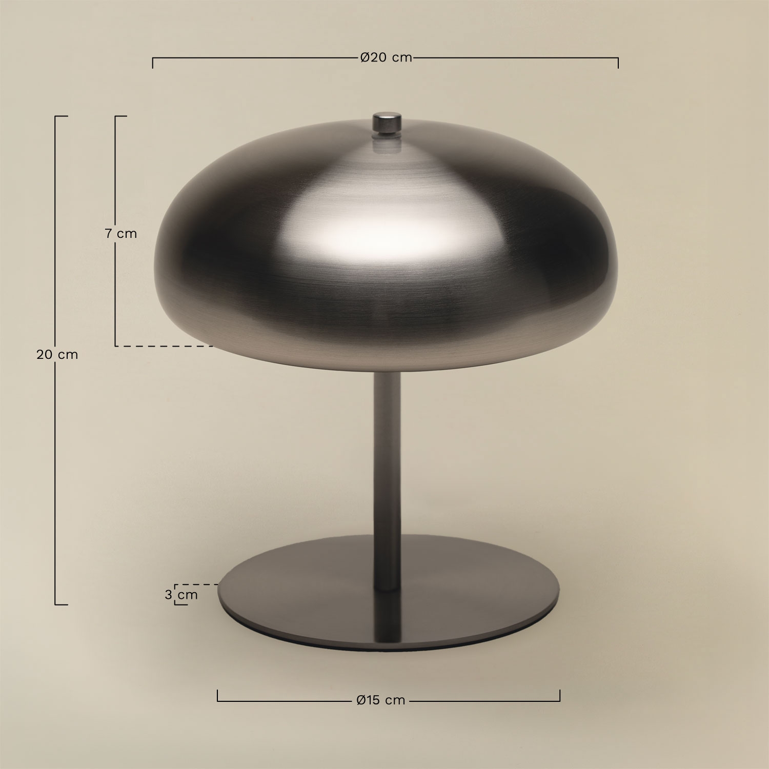 Lampe de table LED sans fil en fer Hilma, mesures