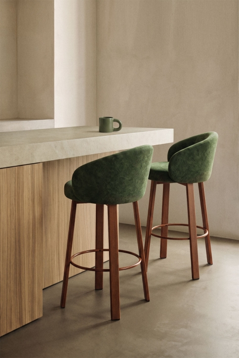 Tabouret haut rembourré Nairea - Chenille Vert Sauge