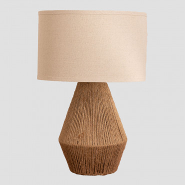 Lampe En Lin Vasil Marron Naturel - Sklum
