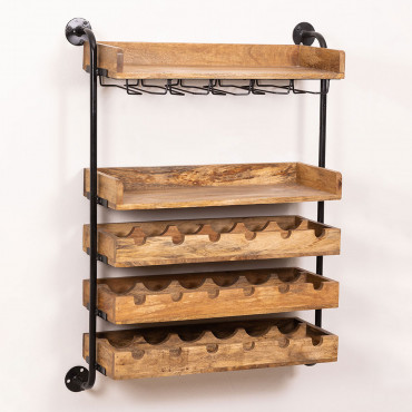 Casier À Vin Mural Pour 18 Bouteilles En Bois Wenni Style Bois Recyclé - Sklum