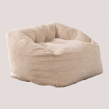 Fauteuil Puff En Velours Côtelé (70 Cm) Thiago Brun Blé - Sklum