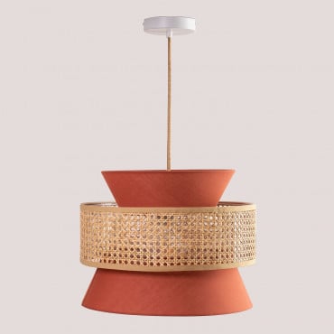 Lampe Suspendue En Rotin Yereh Rouge Argile - Sklum