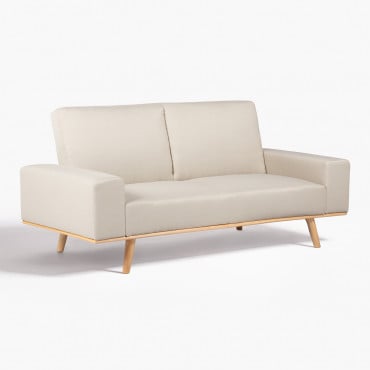 Canapé Inclinable 3 Places En Lin Hesson Beige Crème - Sklum