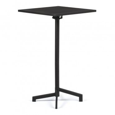Table De Bar Carrée Dely 60x60 Cm, Pliable Et Convertible En 2 Hauteurs, En Acier Noir - Sklum