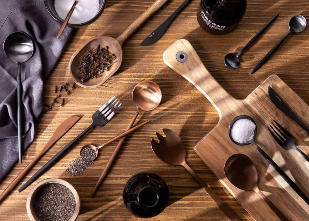 Ustensiles de cuisine de style industriel