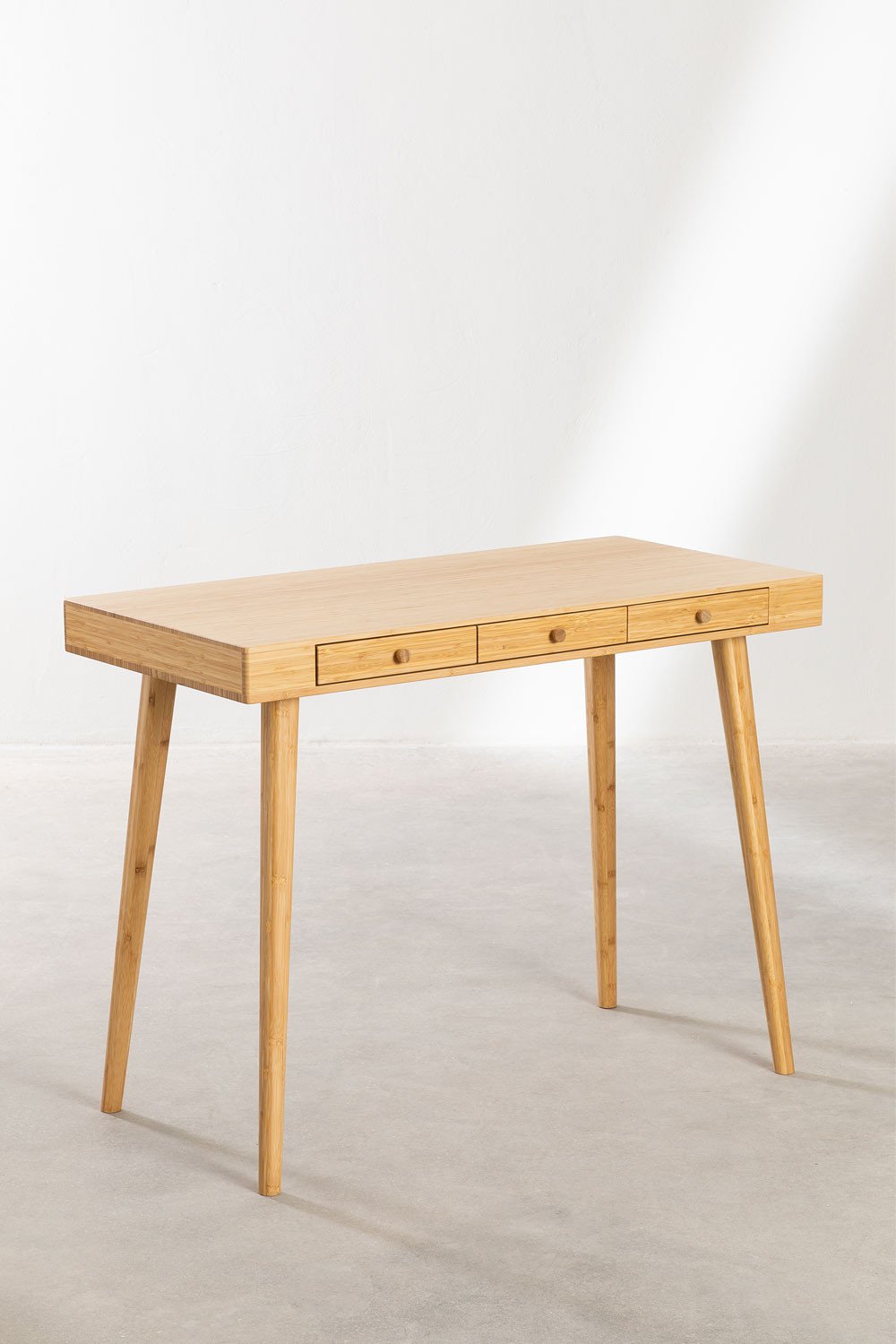 Bureau 100x50 cm en bambou avec tiroirs Takeo, image de la galerie 3