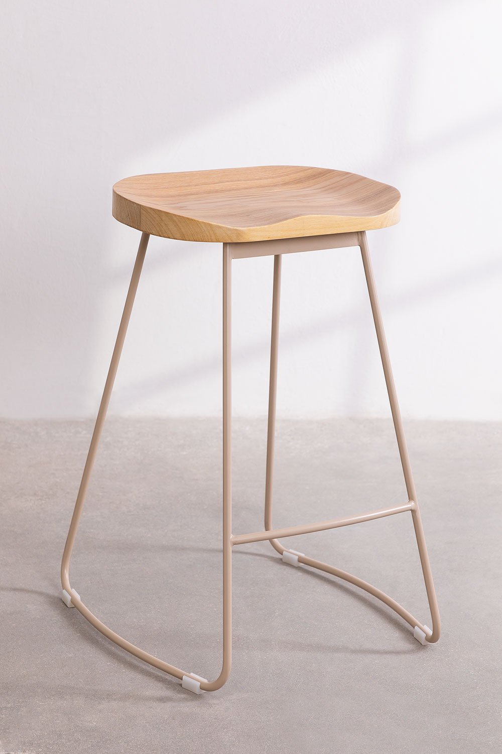 Tabouret Haut en Acier et Bois d'Orme Neicol, image de la galerie 2