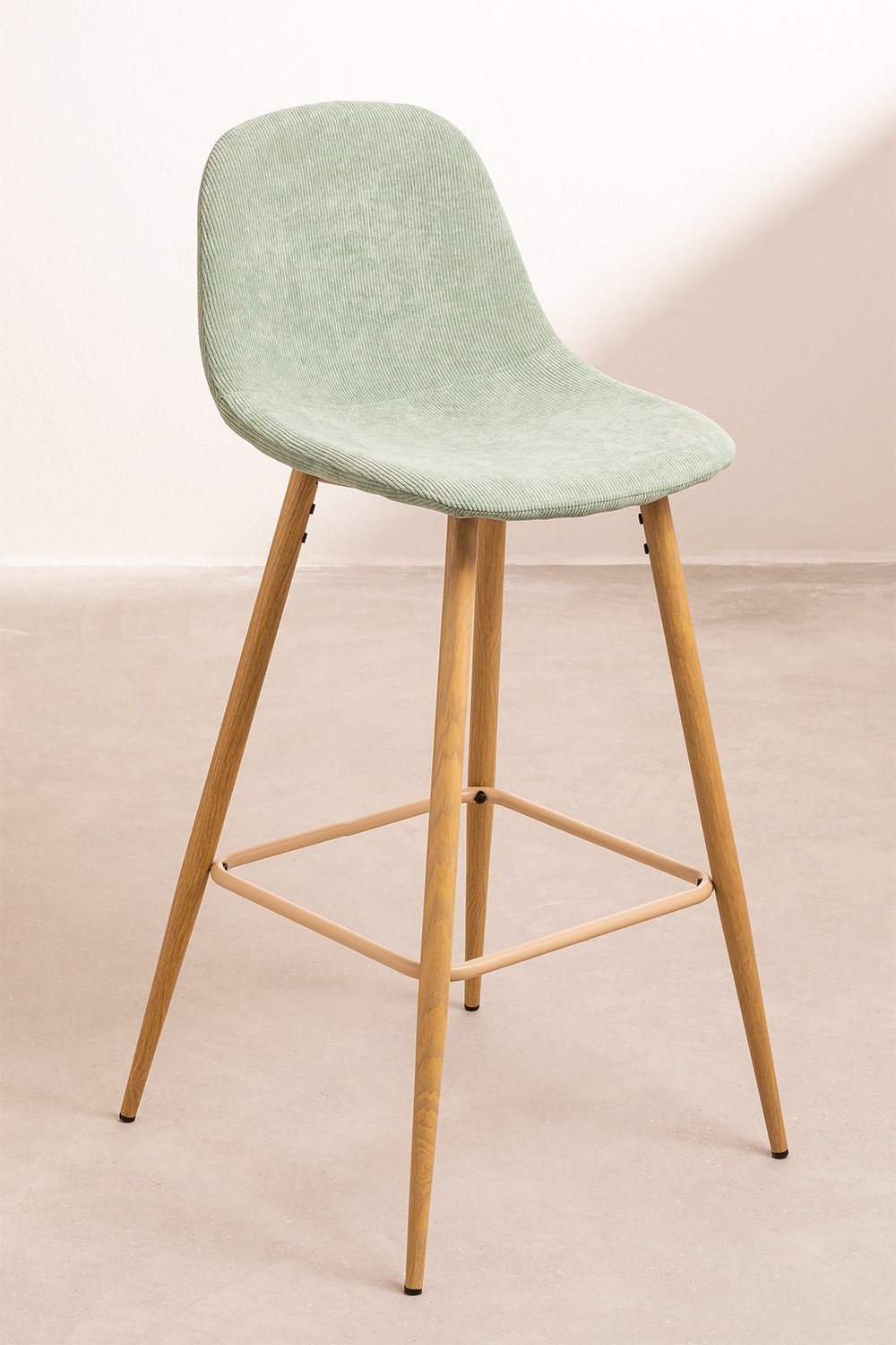 Tabouret haut en velours côtelé Glamm, image de la galerie 1