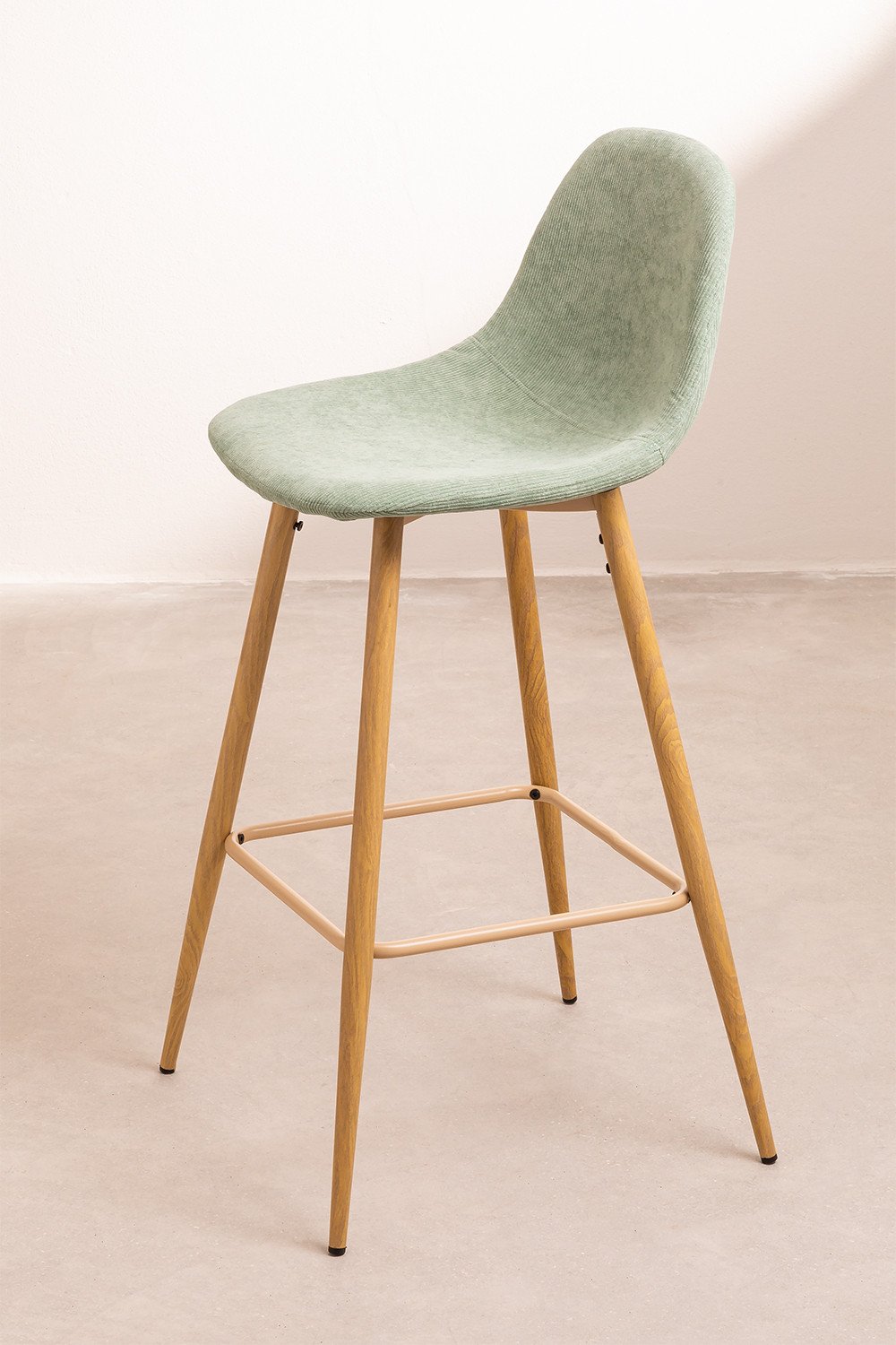 Tabouret haut en velours côtelé Glamm, image de la galerie 2