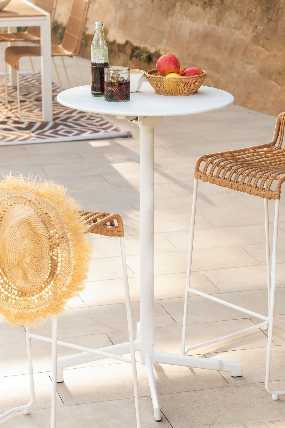 Table de bar ronde Ø60 cm pliable et convertible en 2 hauteurs en acier Dely, image de la galerie 3