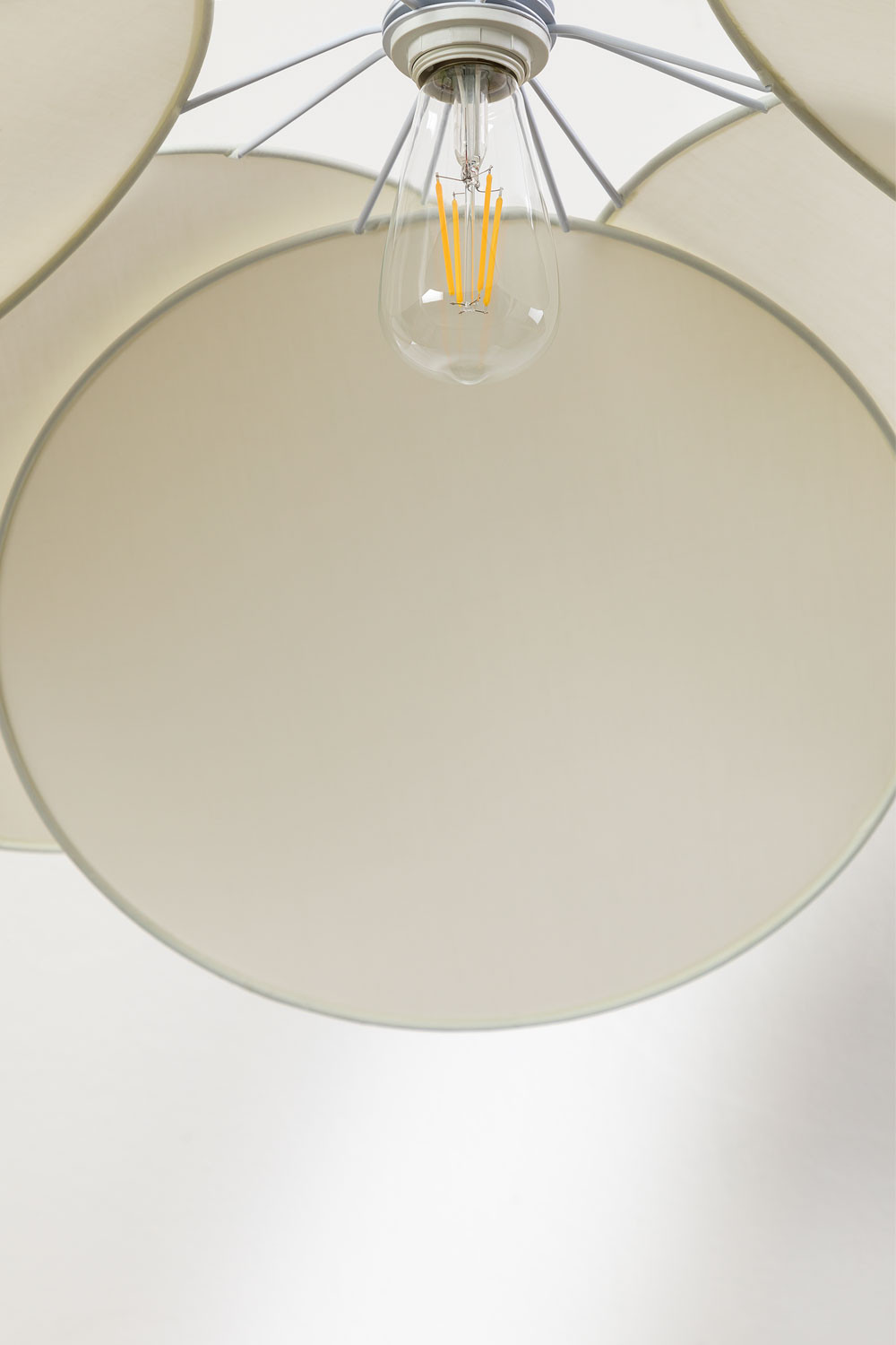 SKLUM Deckenleuchte Okai Style – Ø 60 Cm, Stoffschirm Aus Polyester-Baumwolle, Für E27 Birnen, In Eierschalen-Optik