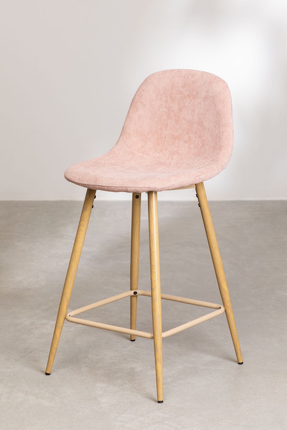 Tabouret haut en velours côtelé Glamm, image de la galerie 2