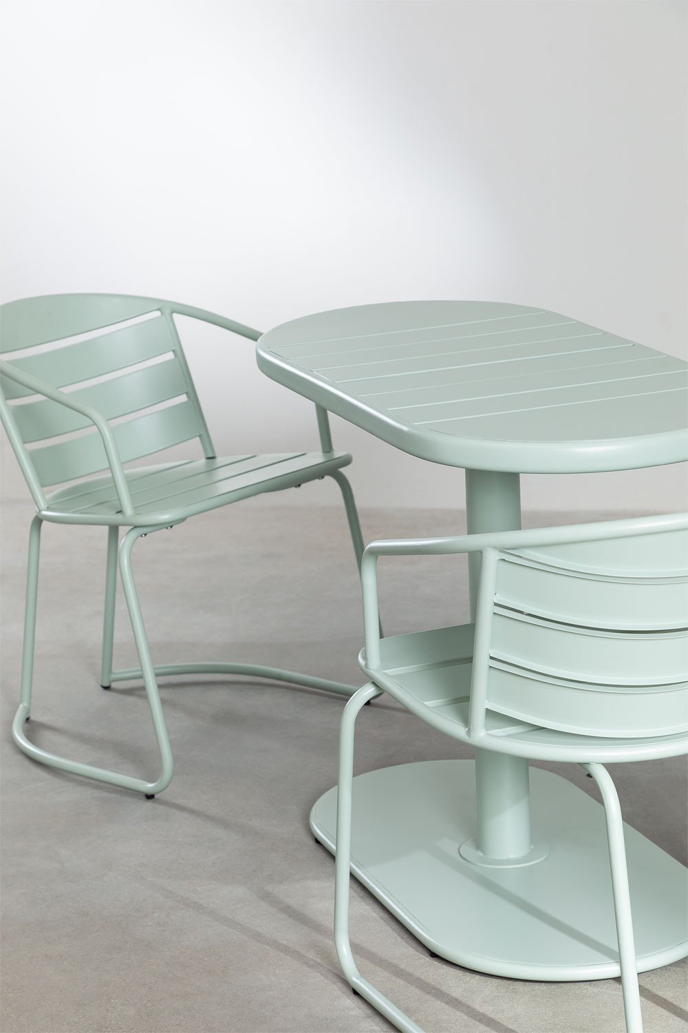 Ensemble Table (60x60 cm) & 2 Chaises de Jardin Pliantes Janti