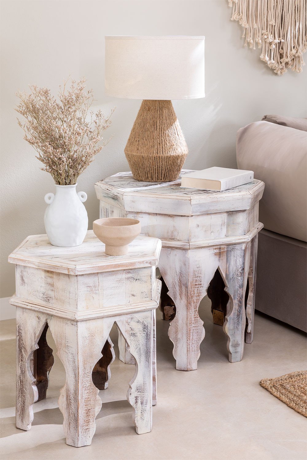 Set de 2 Tables d'Appoint en Bois Recyclé Atlas, image de la galerie 1
