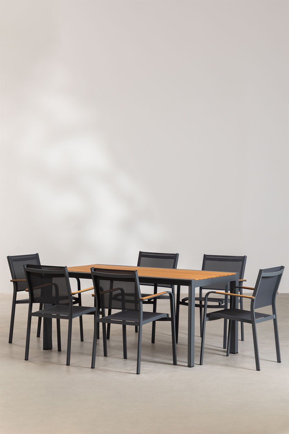 Ensemble table rectangulaire Supreme (160x90 cm) et 6 chaises de jardin Archer, image de la galerie 1