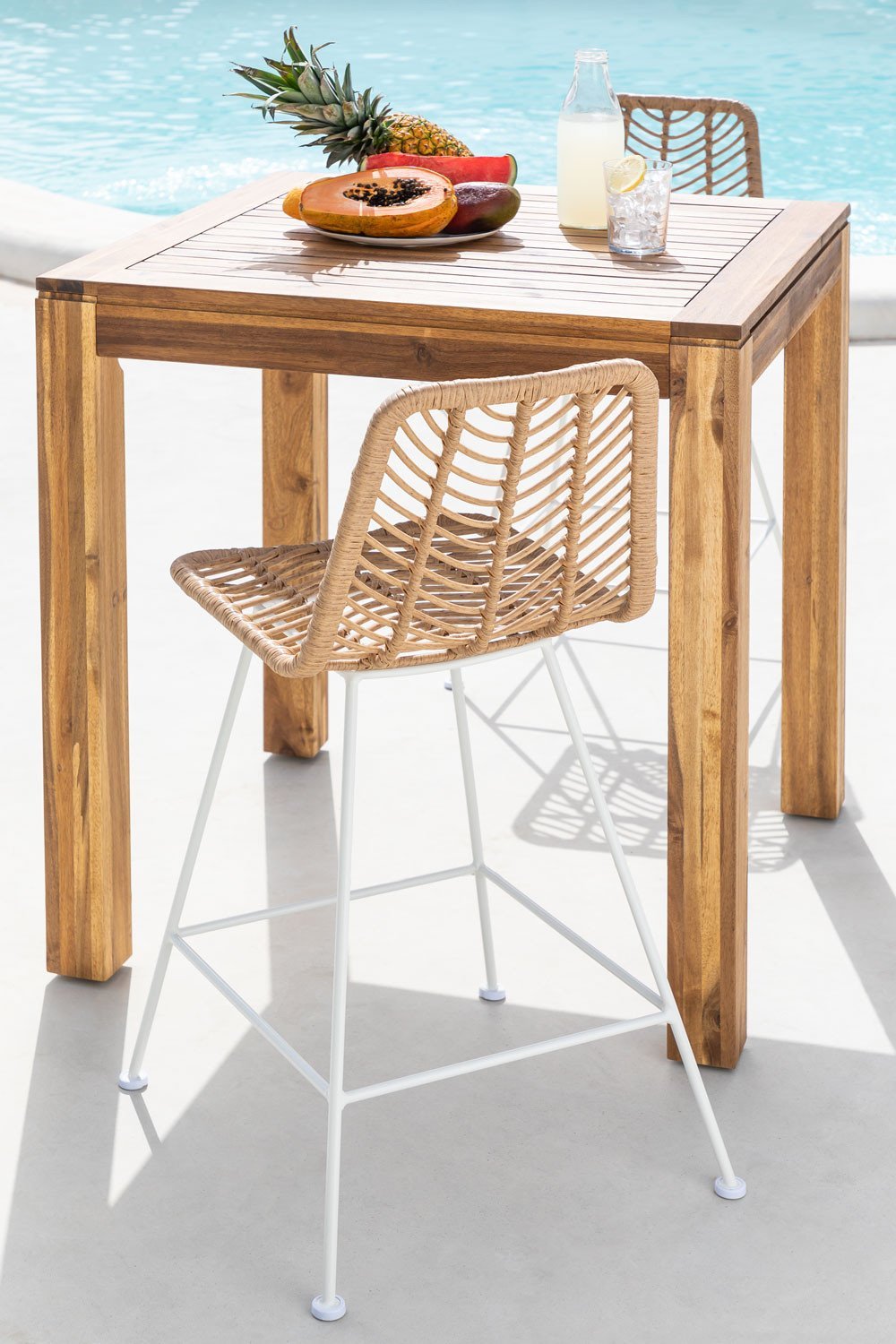 Tabouret de Jardin Haut en Rotin Synthétique Gouda Naturel, image de la galerie 2