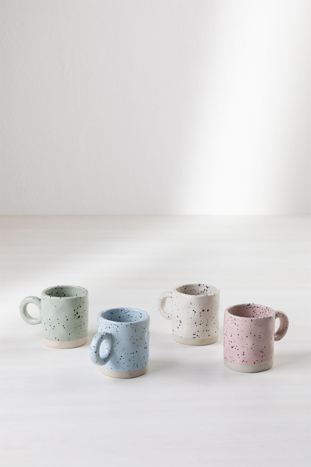 Tasse à café beiges en céramique - Lot de 6 tasses à café beiges – Calembour