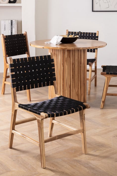 Chaise de salle à manger en bois de teck de style Diama