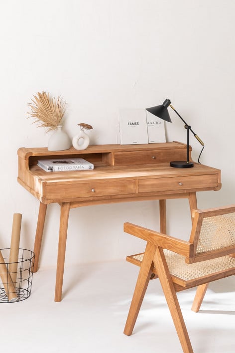 Bureau avec étagères en bois Zina Style - SKLUM