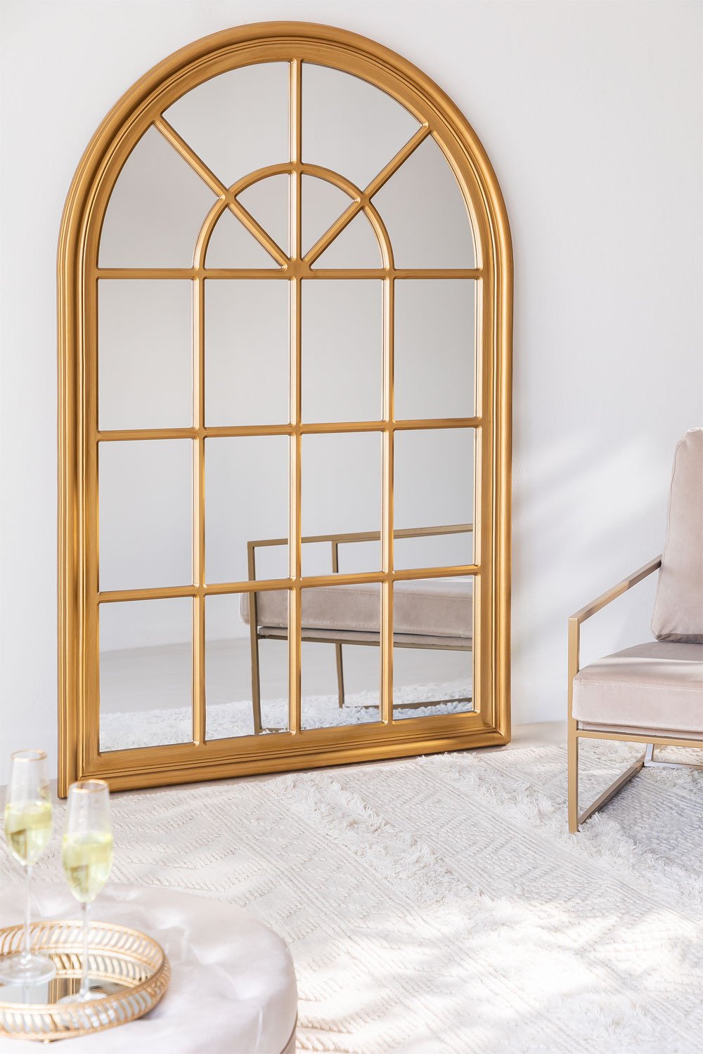 Miroir Mural en Bois Effet Fenêtre (100x150 cm) Lena - SKLUM