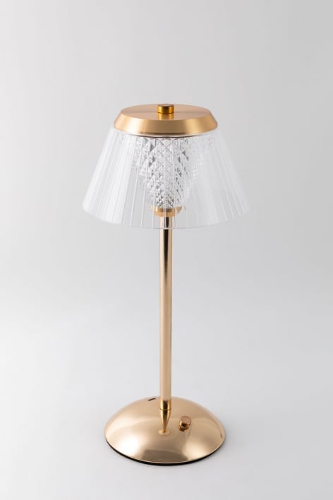 Lampe de table LED sans fil Tinyent en fer et verre