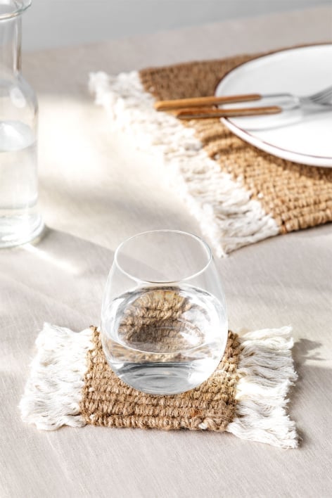 Pack de 4 Dessous de Verre en Jute et Coton Iraya