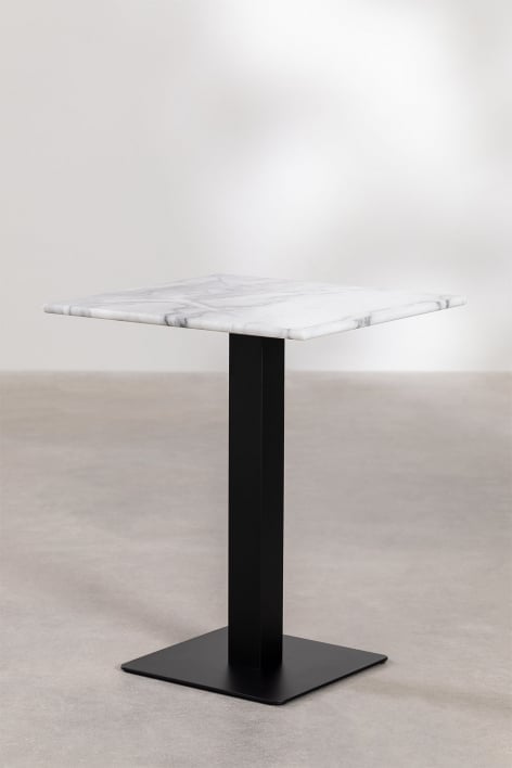 Table de Bar Carrée en Marbre Livanto - Marbre Blanc