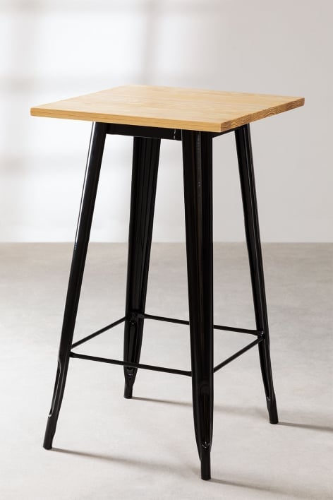 Table Haute Carrée en Bois et Acier (60x60 cm) LIX