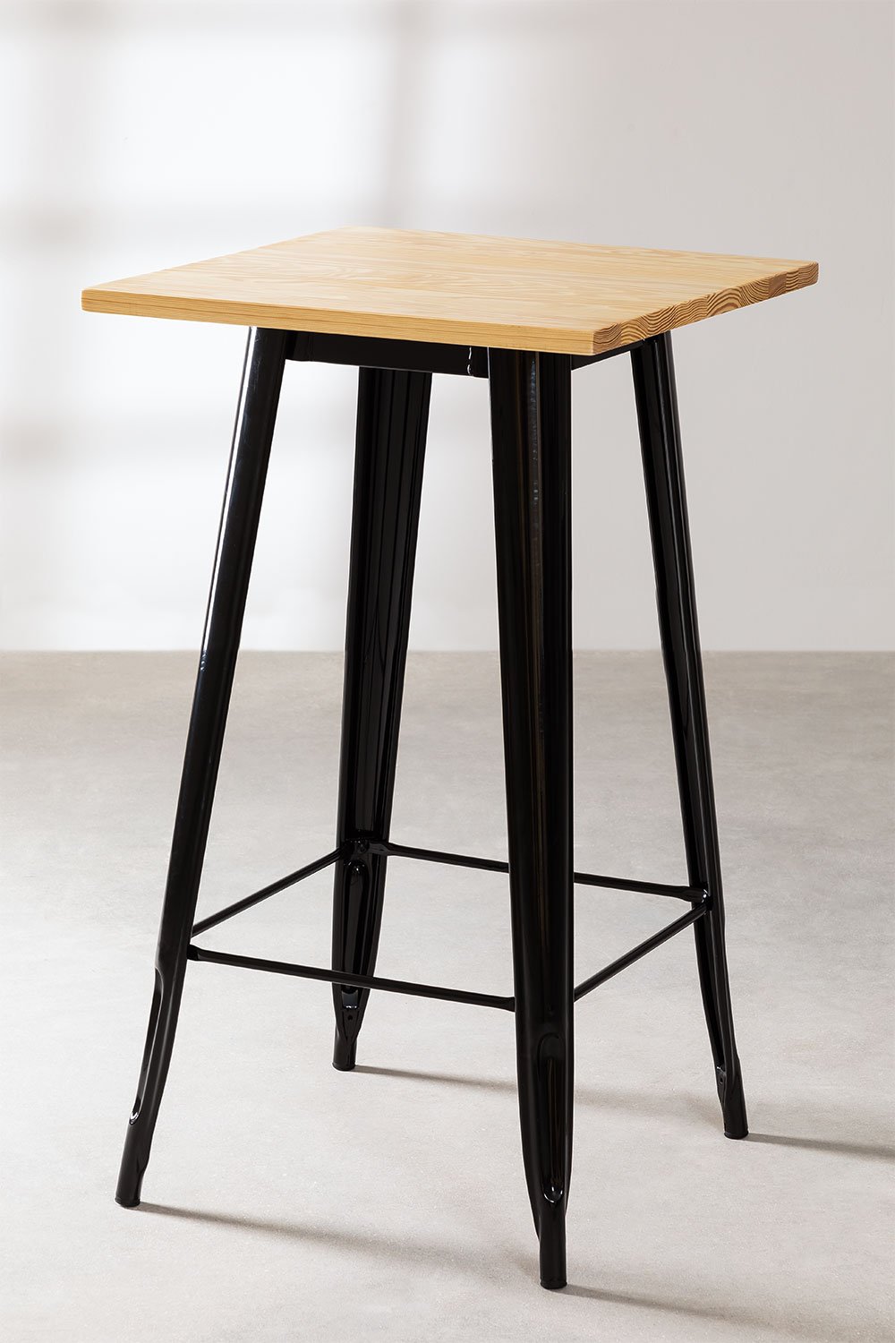 Table Haute Carrée en Bois et Acier (60x60 cm) LIX, image de la galerie 1