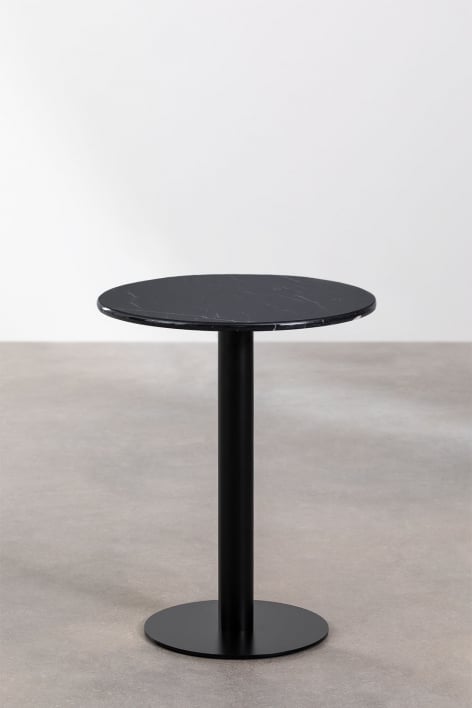 Table de Bar Ronde en Marbre (Ø60 cm) Rocher - Marbre Noir
