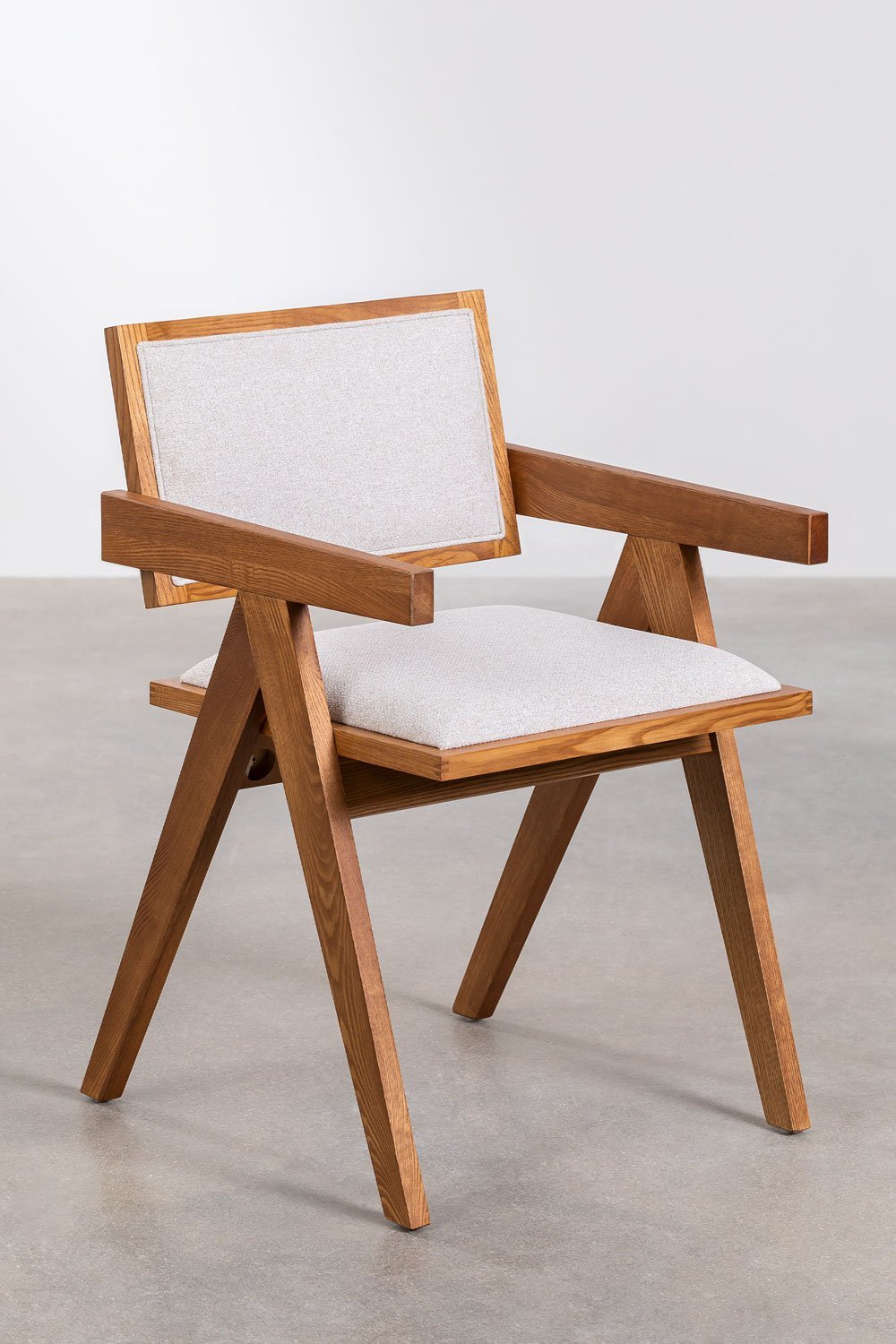 Chaise de salle à manger rembourrée en bois de frêne avec accoudoirs Lali -  SKLUM
