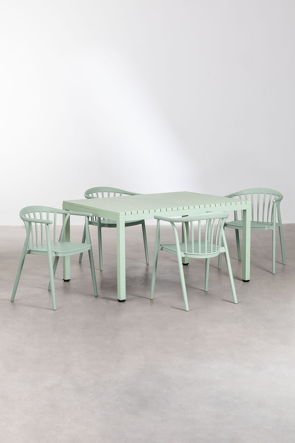 Set de Table en Aluminium (140x100 cm) Marti et 4 Chaises de