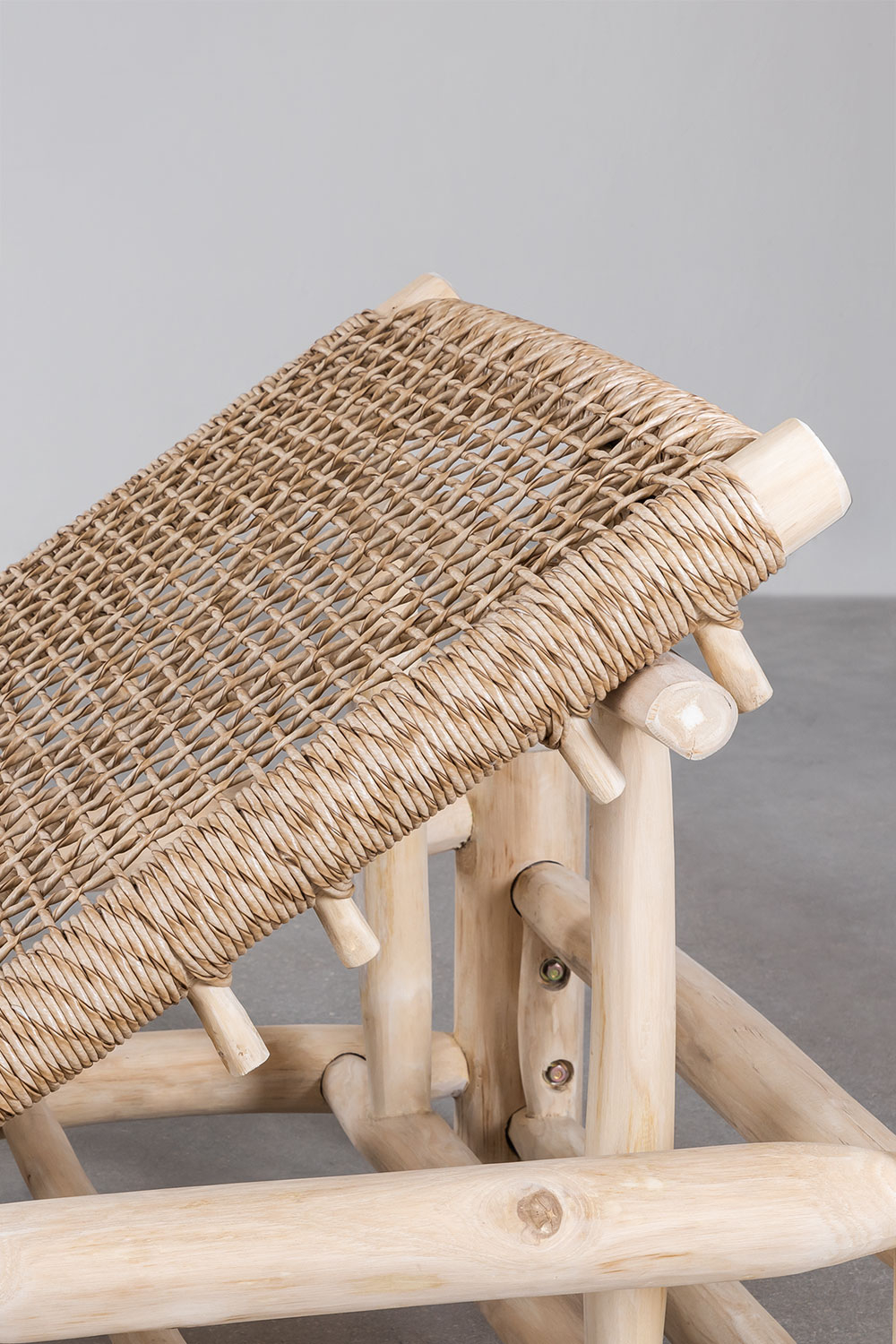 Bol En Bois De Teck Artisanal Avec Anses En Jute - Diamètre 27 Cm - Décoration, Vide-poche, Corbeille Fruits - Modèle Unique Alamo 01
