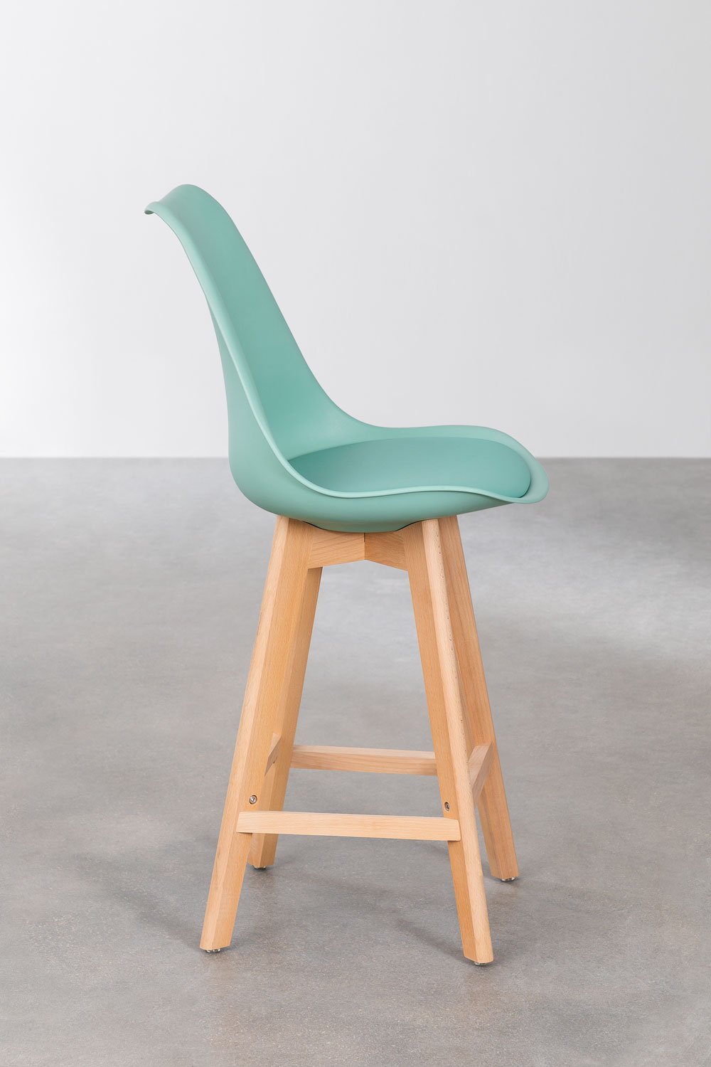 Tabouret haut 65 cm avec coussin en similicuir vert jade Nordic, image de la galerie 2