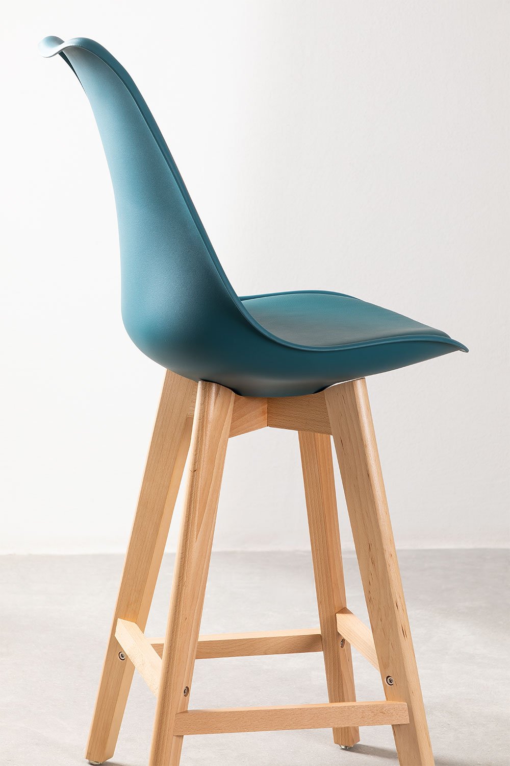 Lot de 4 tabourets hauts 65 cm avec coussin en similicuir nordique, image de la galerie 3