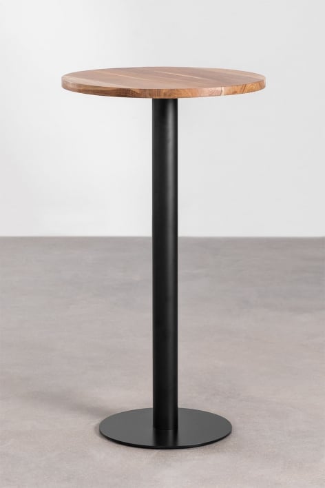 Table Haute de Bar Ronde en Bois d'Acacia Macchiato - Ø60 cm