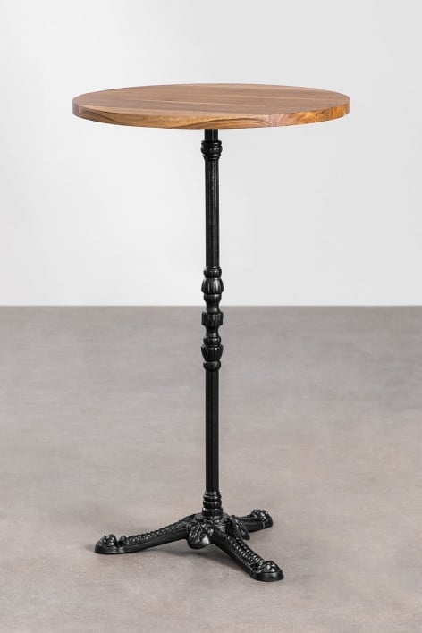 Table Haute de Bar Ronde en Bois d'Acacia Azteca