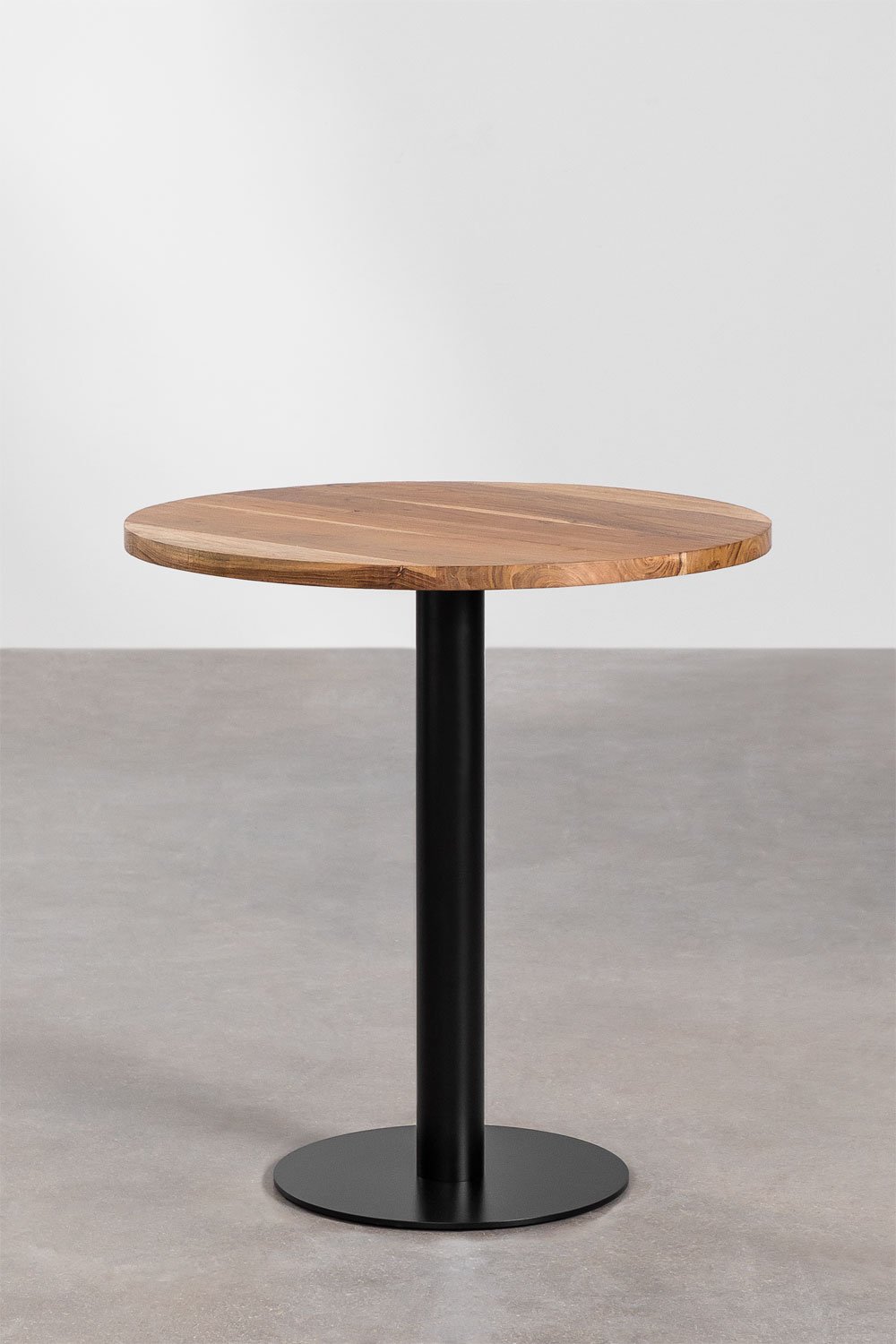 Table de Bar Ronde en Bois d'Acacia Macchiato, image de la galerie 1