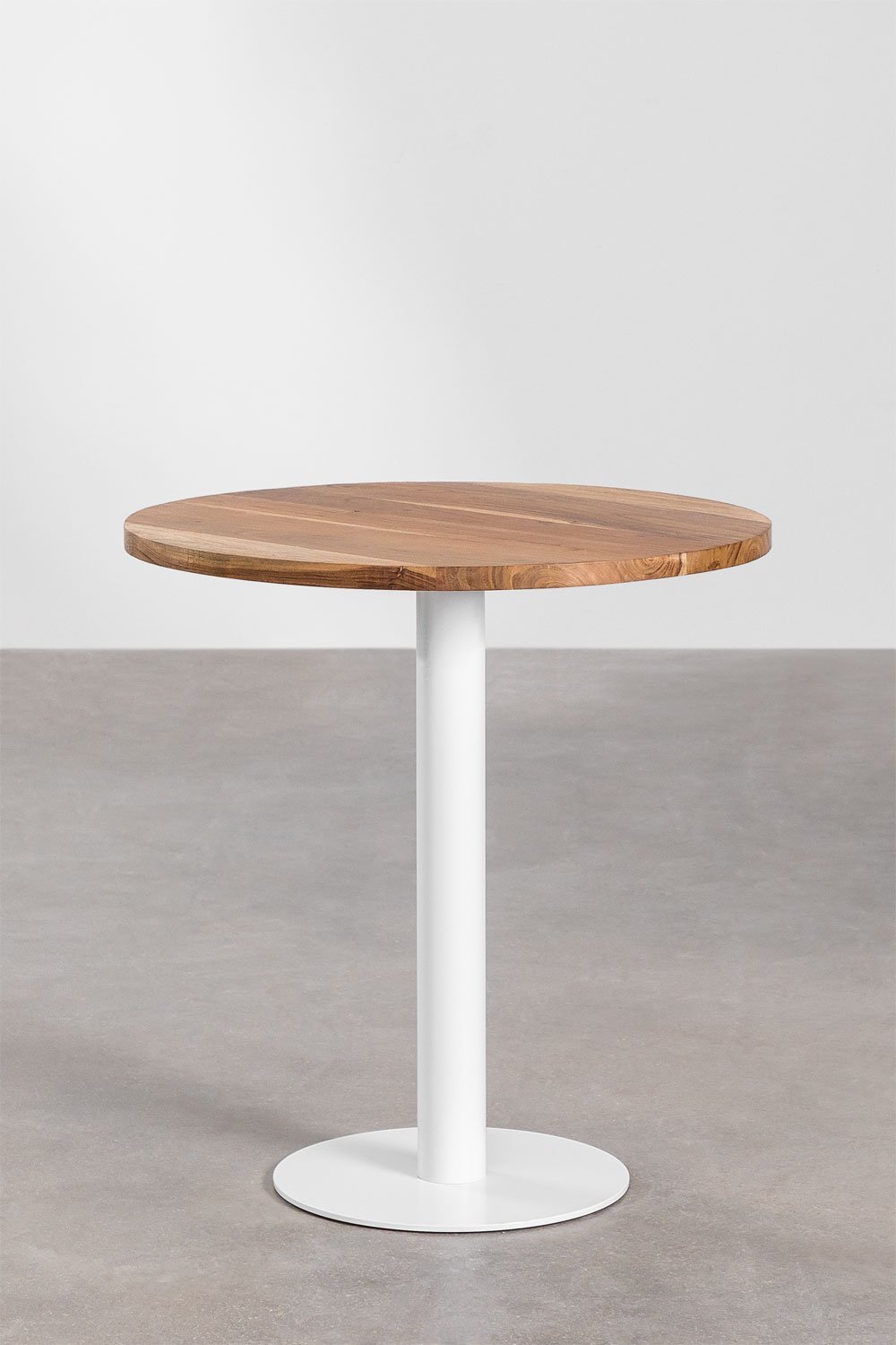 Table de Bar Ronde en Bois d'Acacia Macchiato, image de la galerie 1