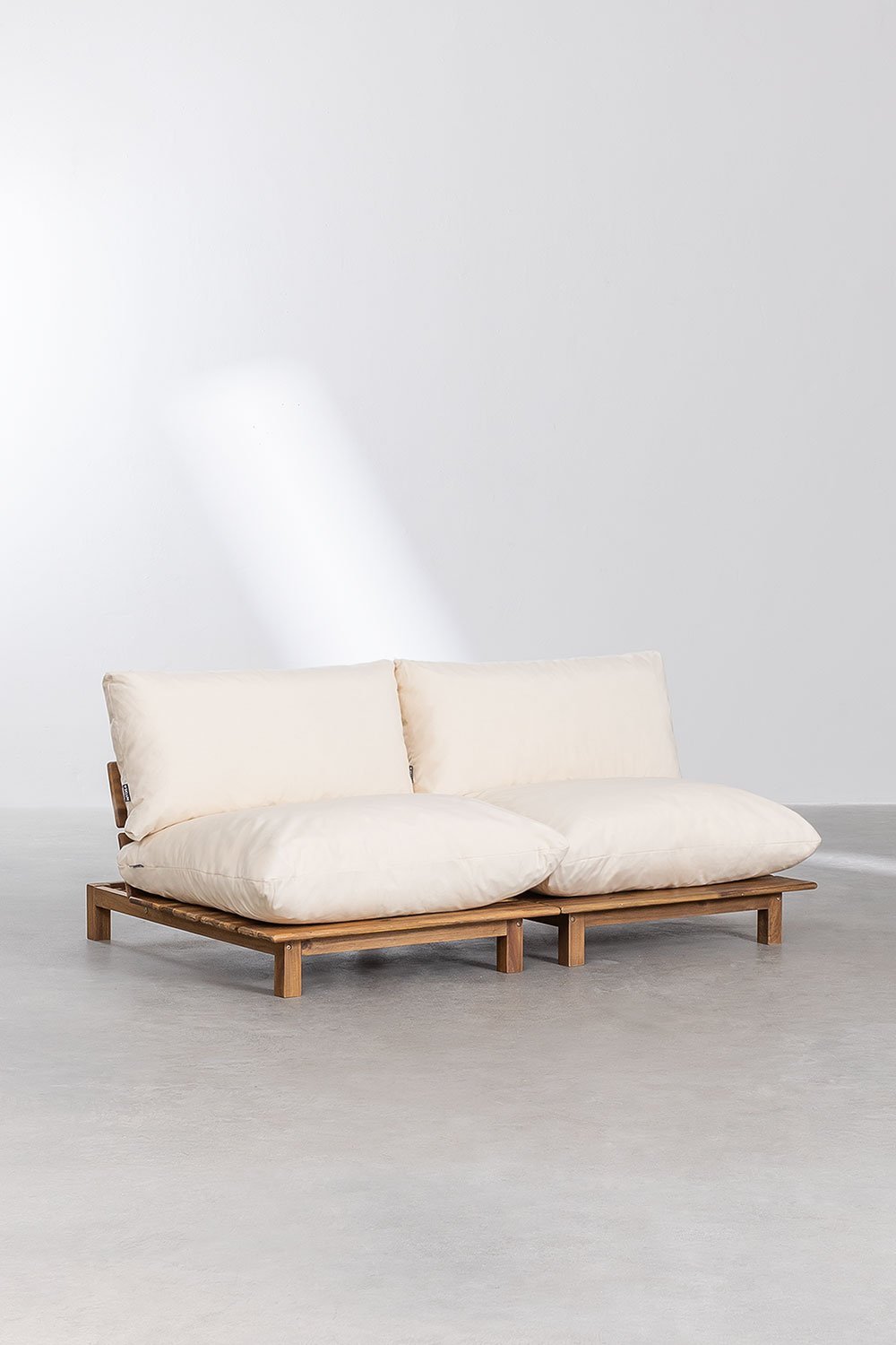 Canapé modulaire inclinable 2 pièces en bois d'acacia Brina, image de la galerie 1