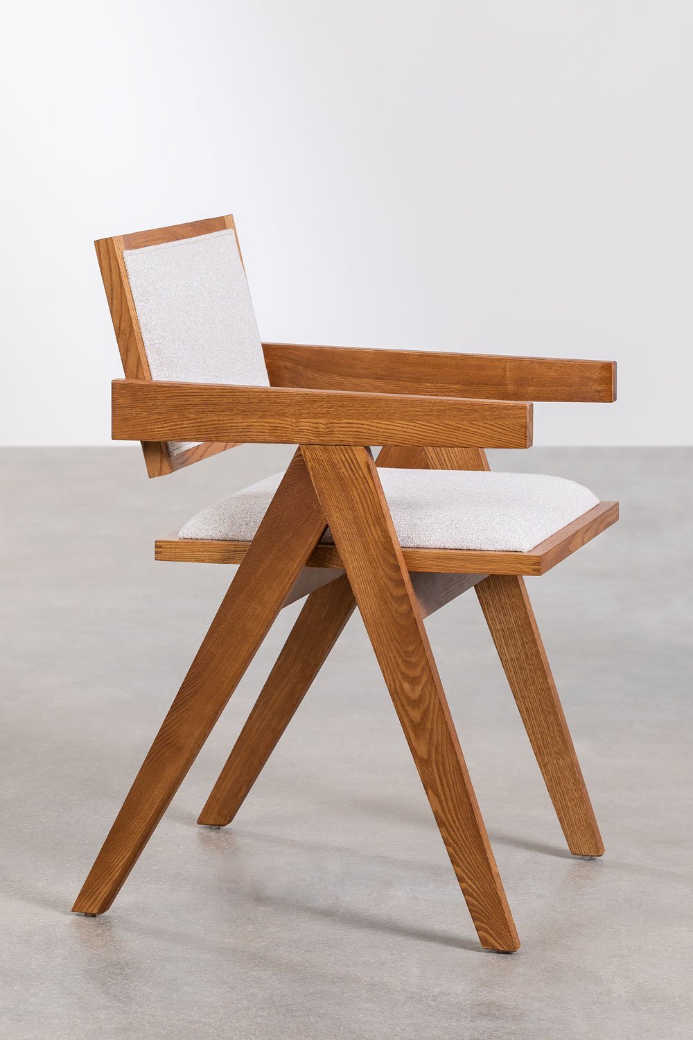 Pack de 4 chaises de salle à manger rembourrées avec accoudoirs en bois de frêne Lali, image de la galerie 4