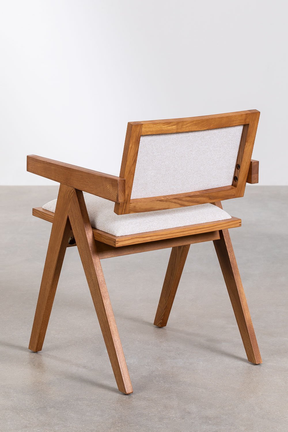 Pack de 4 chaises de salle à manger rembourrées avec accoudoirs en bois de frêne Lali, image de la galerie 5