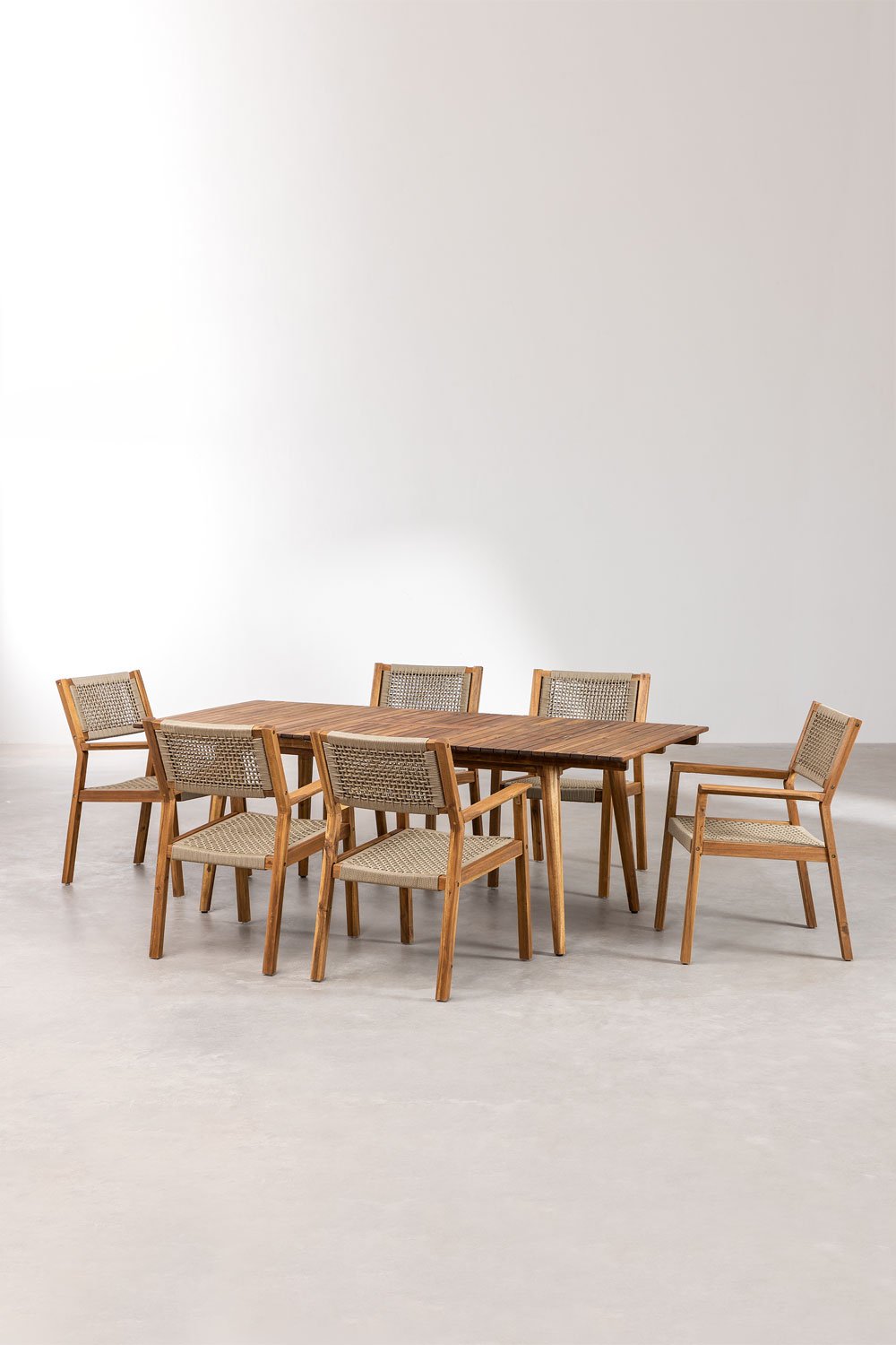 Set de table extensible (160-210x90 cm) et 6 chaises de jardin