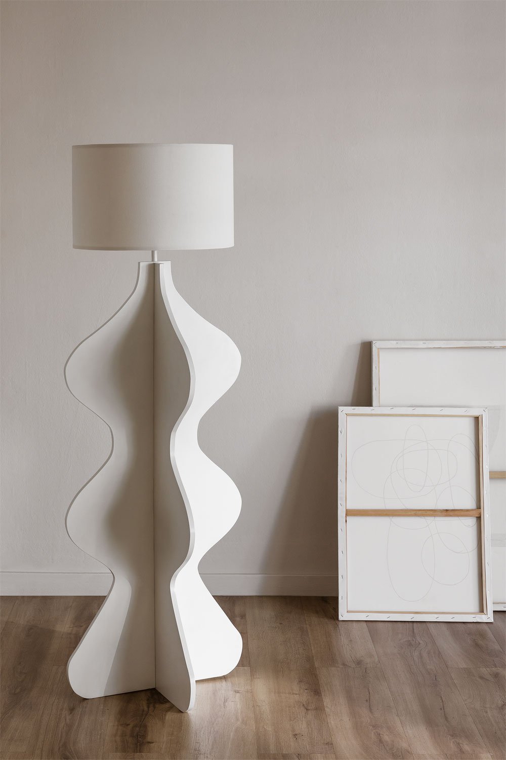 Lampadaire en Bois 153cm Blanc