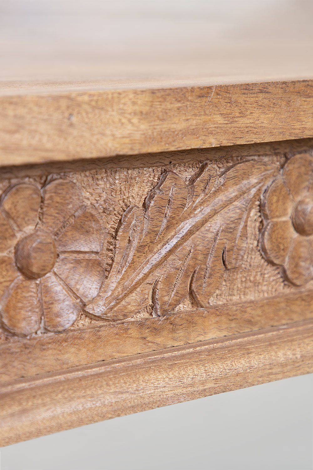 Ensemble table rectangulaire en bois de manguier (160x90 cm) Taraz et 4 chaises de salle à manger en tissu Sunna, image de la galerie 5