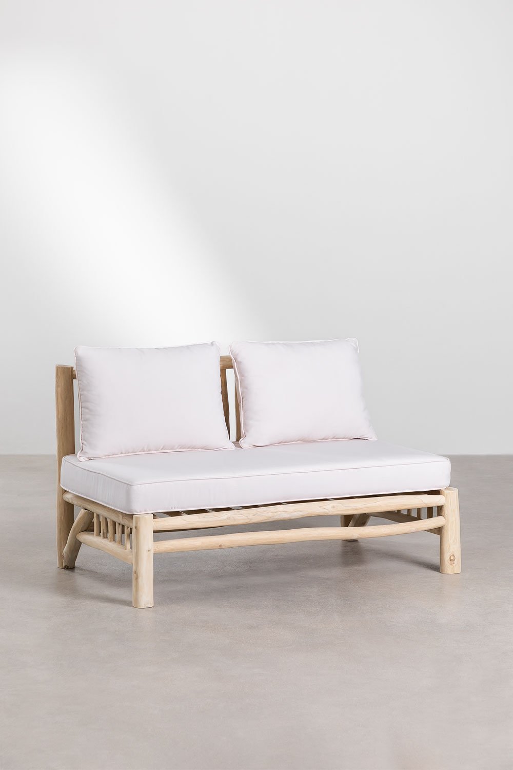 Canapé de jardin 2 places sans accoudoirs en bois de teck Narel, image de la galerie 1