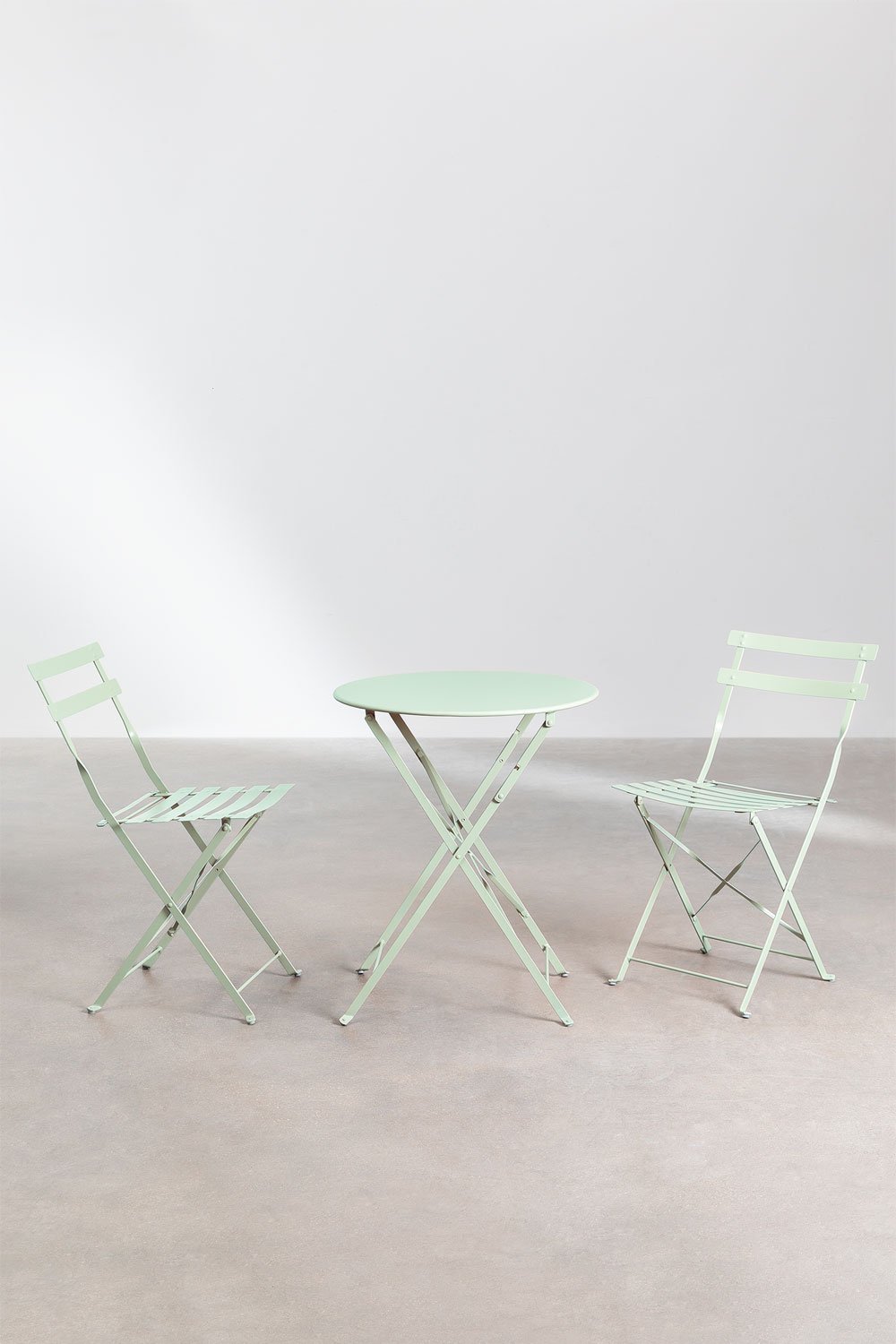 Set de Table (Ø59,5 cm) et 2 Chaises de Jardin Pliantes Sergey, image de la galerie 2