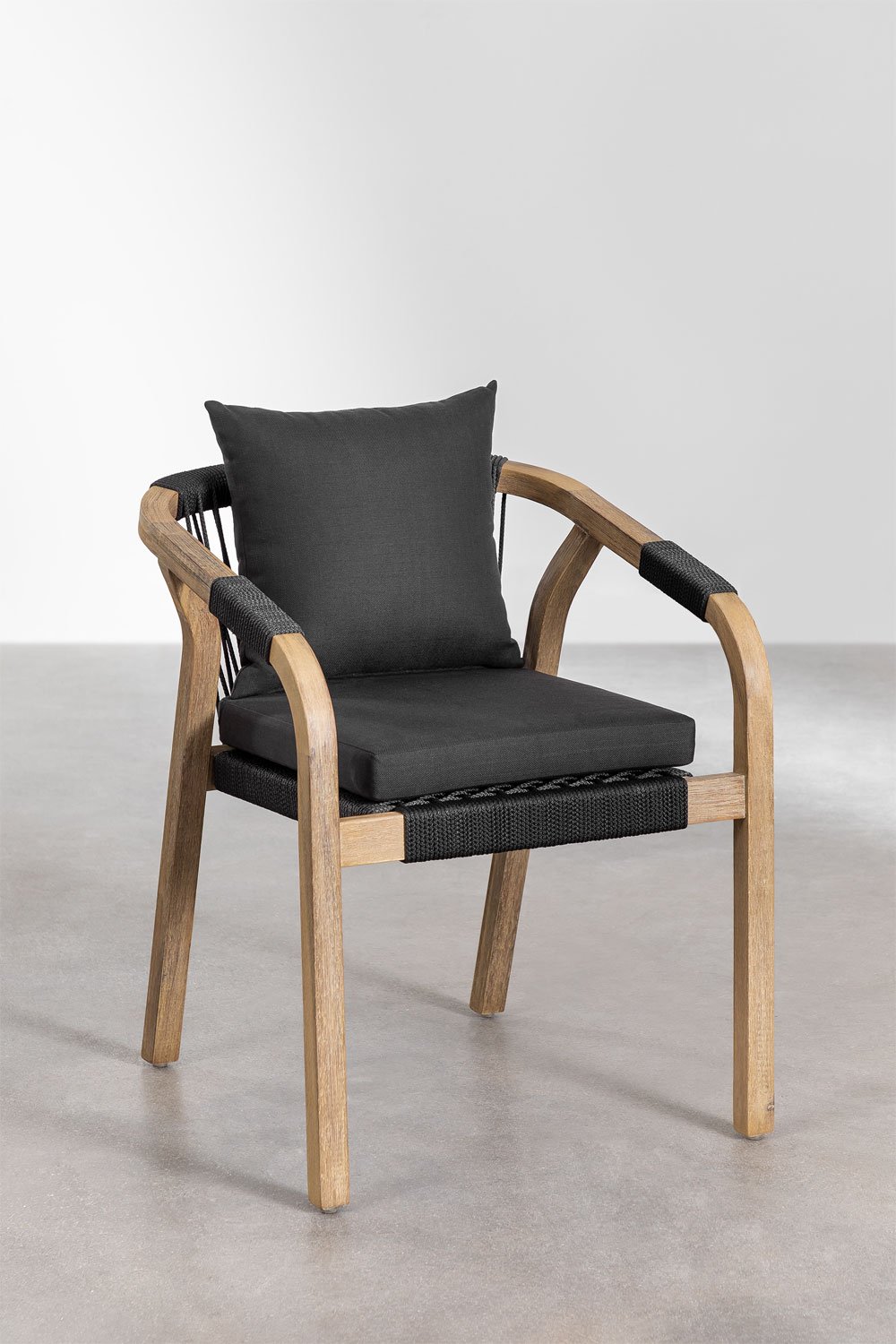 Set de table rectangulaire 300x100 cm et 12 chaises de salle à manger en bois d'acacia Dubai, image de la galerie 5